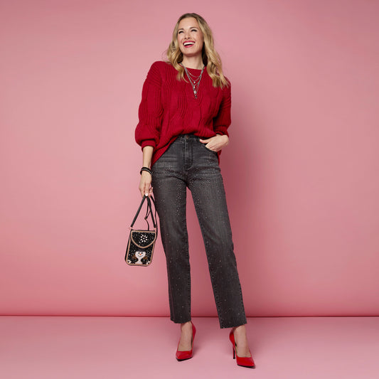 Artisan Beaded Holiday Crossbody Bag