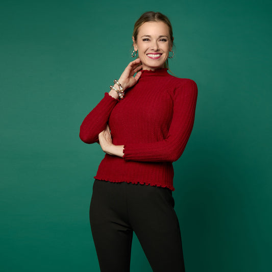 Avalee Funnel Neck Cable Knit Sweater