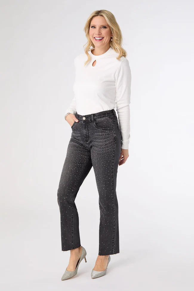 Everstretch Straight Ankle Pant W Rhinestone