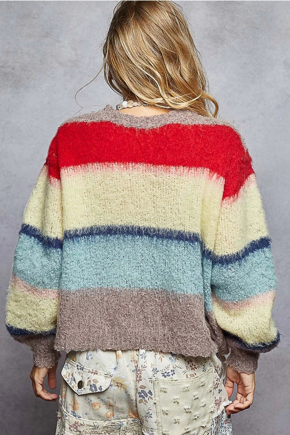 Fun Multi Color Stripe Sweater