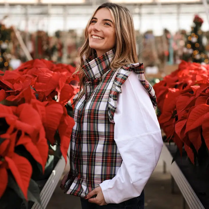 Scottie Plaid Vest with Ruffle