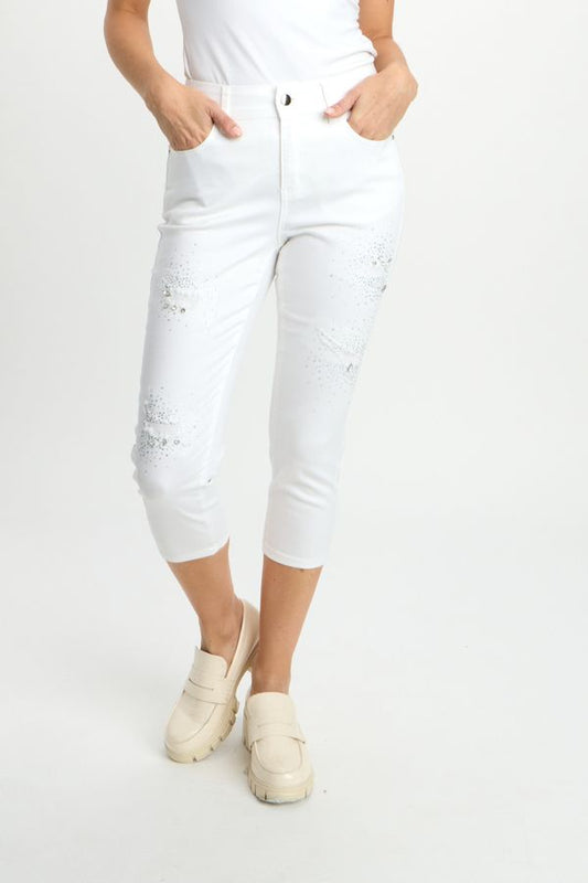 Jeweled High-rise Ripped Jeans