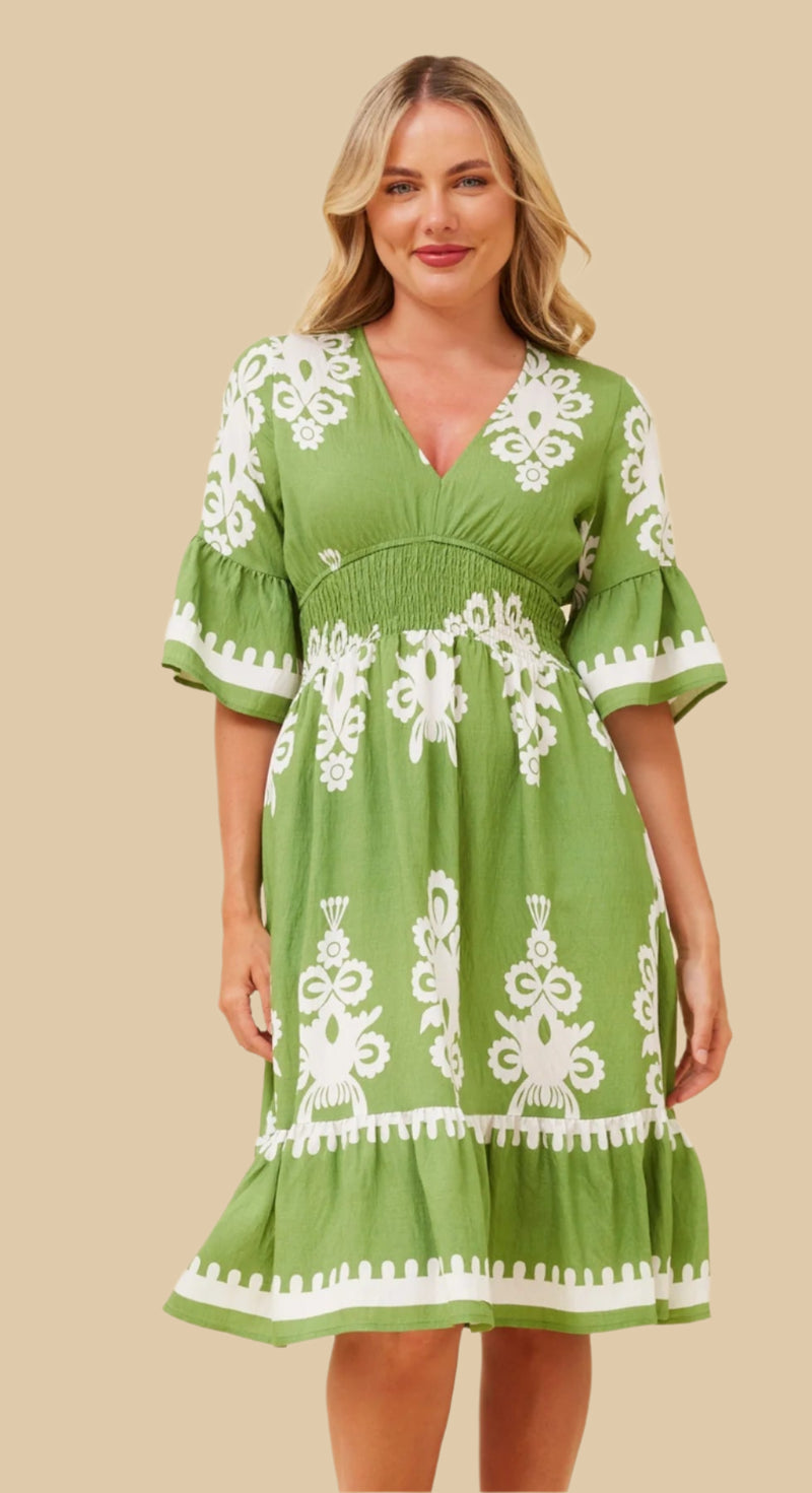 Green Boho Half Sleeve Dress M Green Boho Half Sleeve Dress M