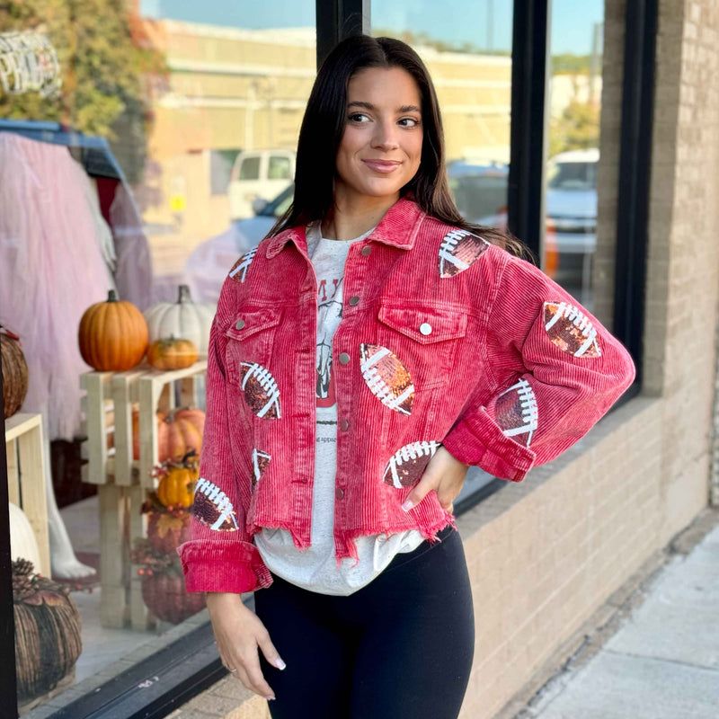 Sequin Football Corduroy Jacket