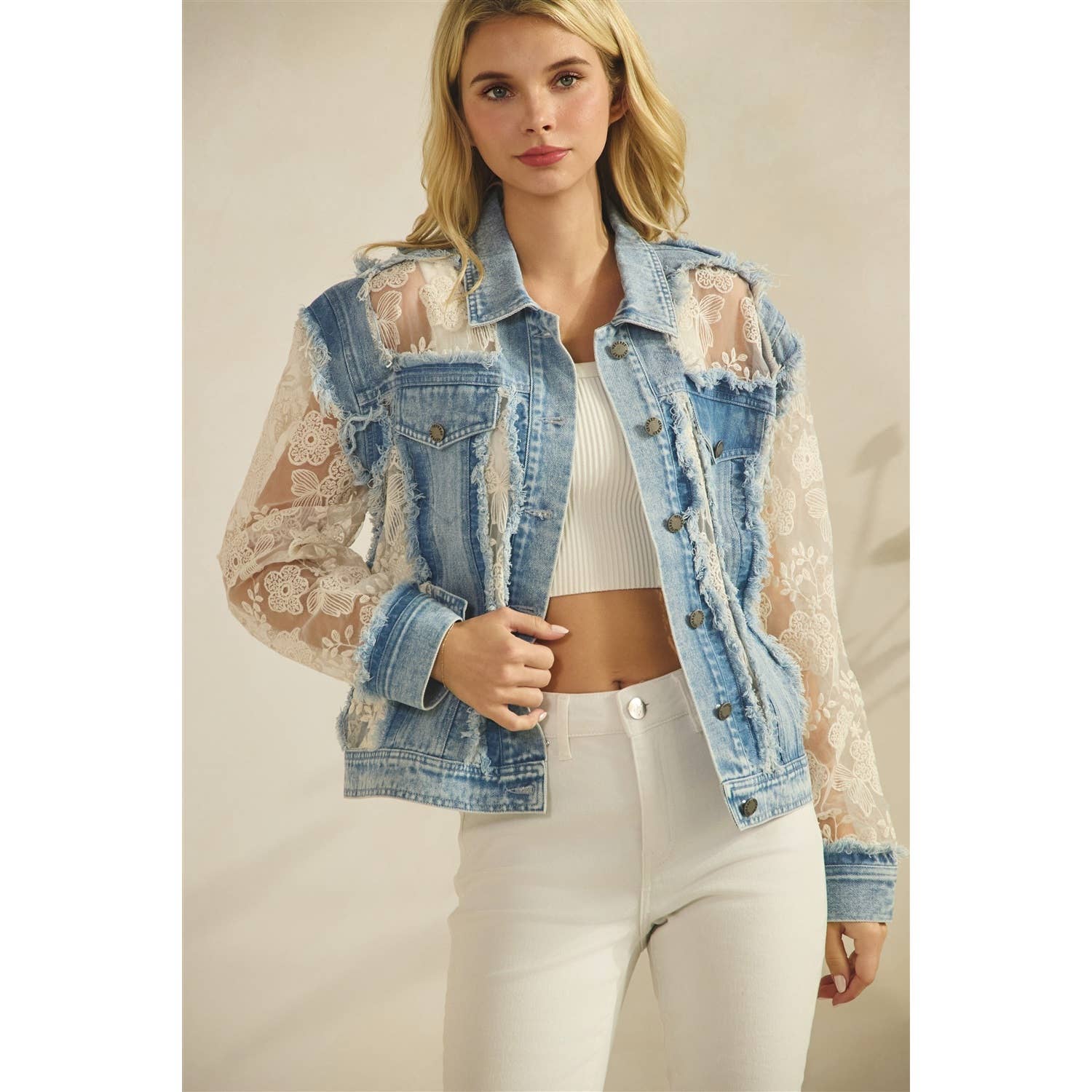 Floral Lace Denim Jacket