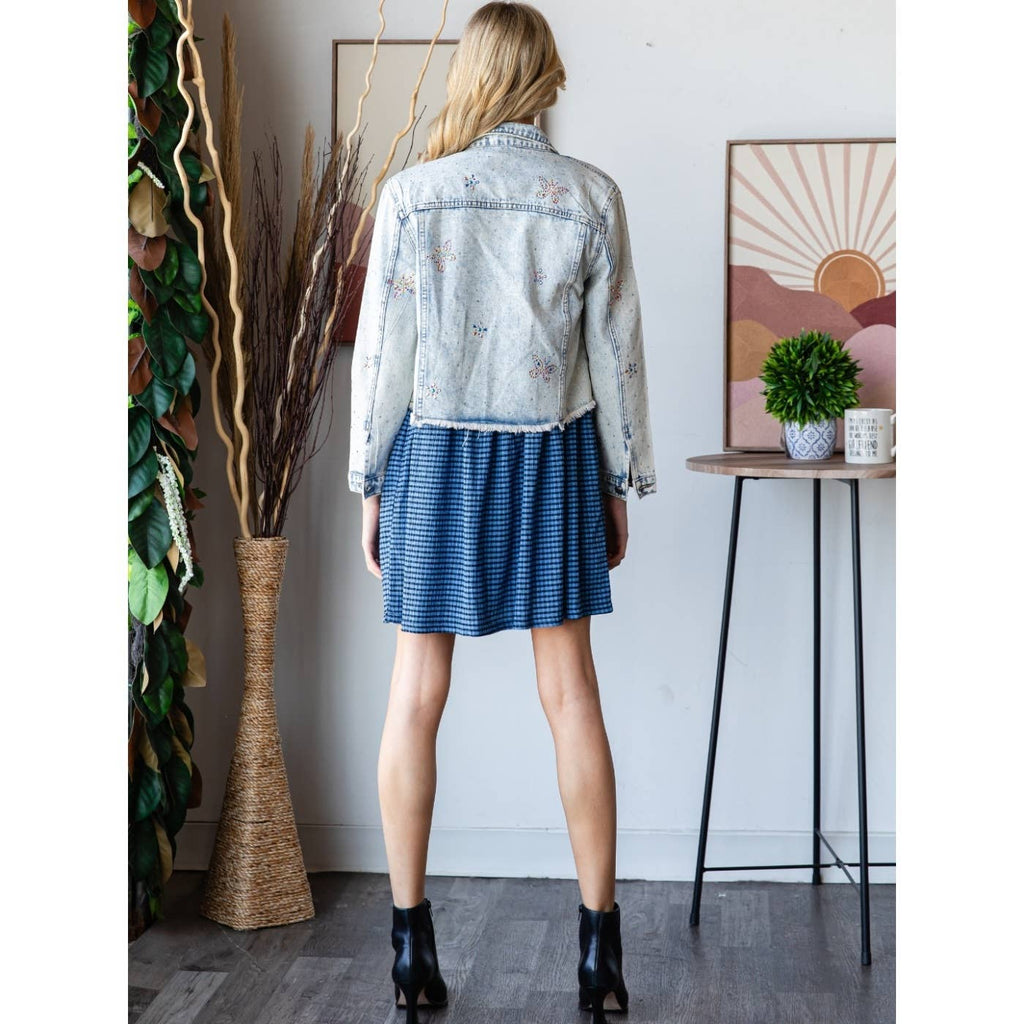 Butterfly Rhinestone Denim Jacket