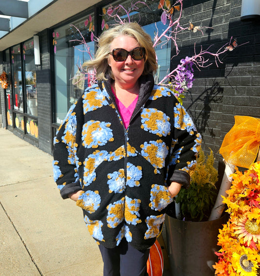 Zip-Up Floral Coat