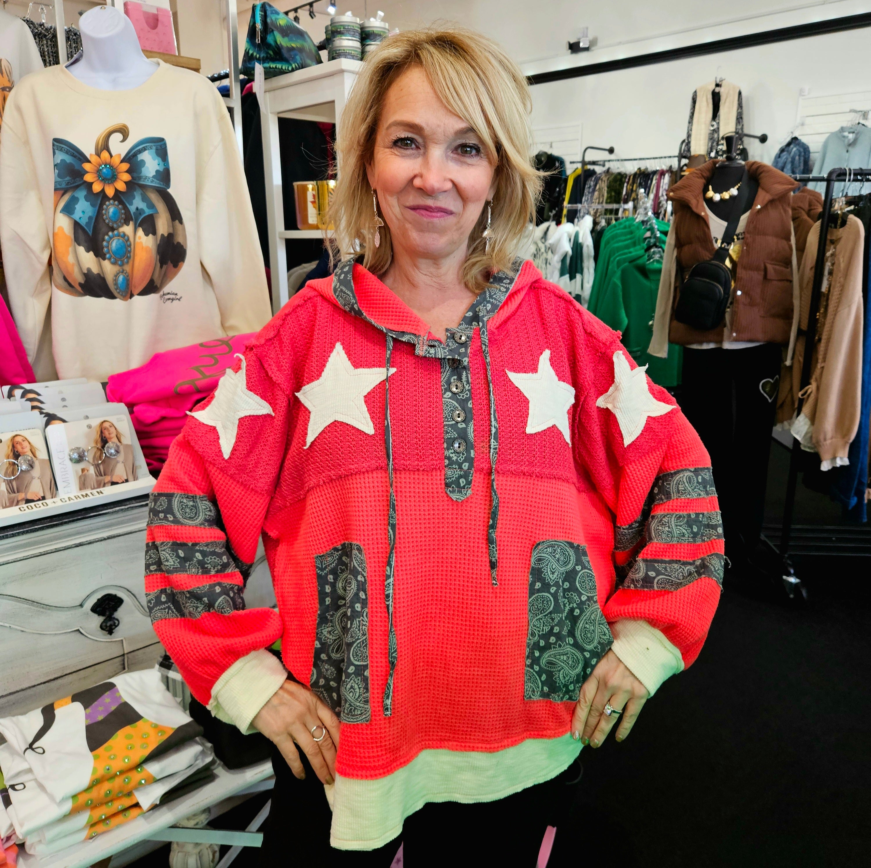 Pink Star Bandana Stripe Sweater