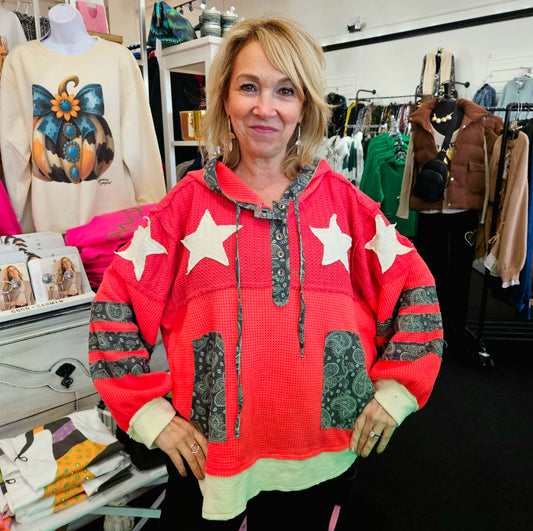 Pink Star Bandana Stripe Sweater