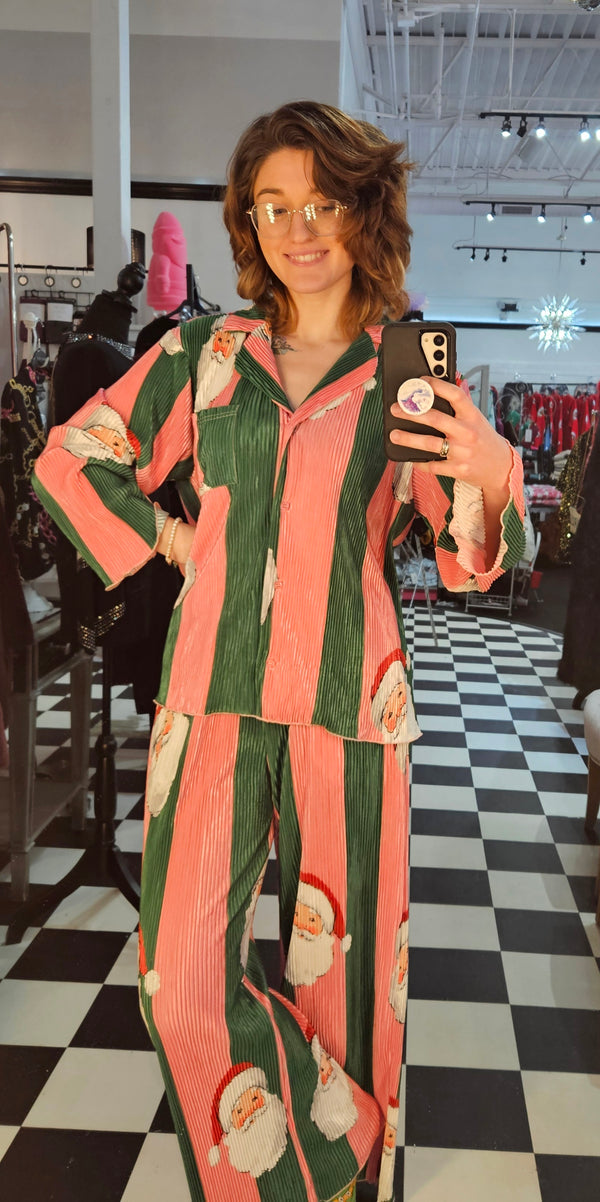 Rylee's Pink & Green Santa Pajama Set