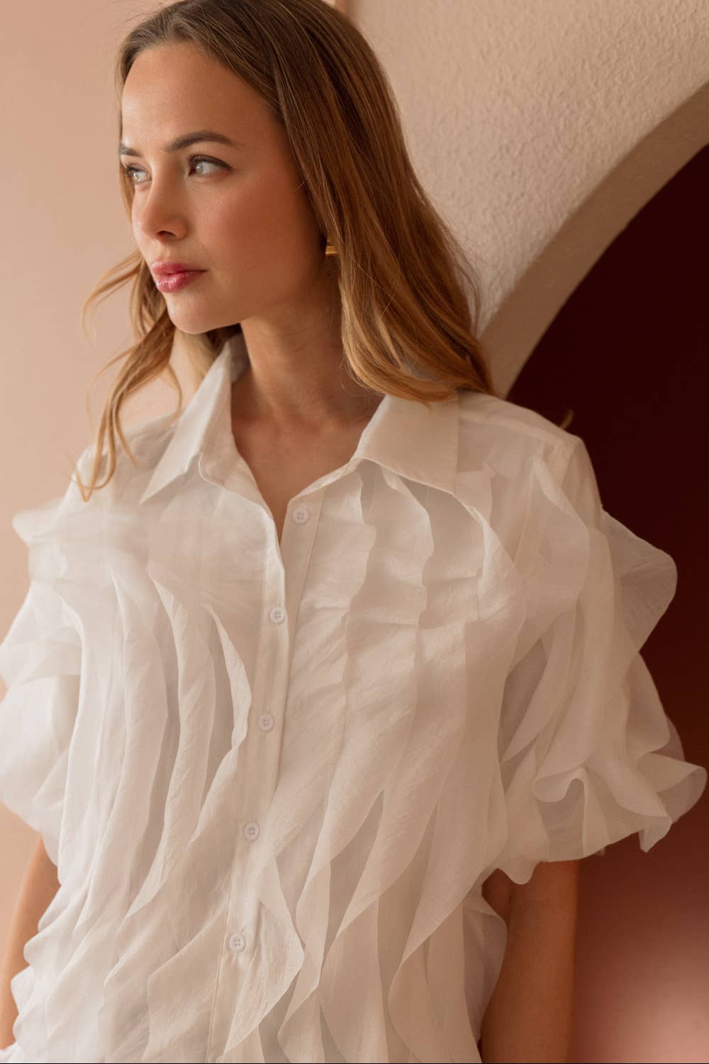 Jhen Cascade Ruffle Top