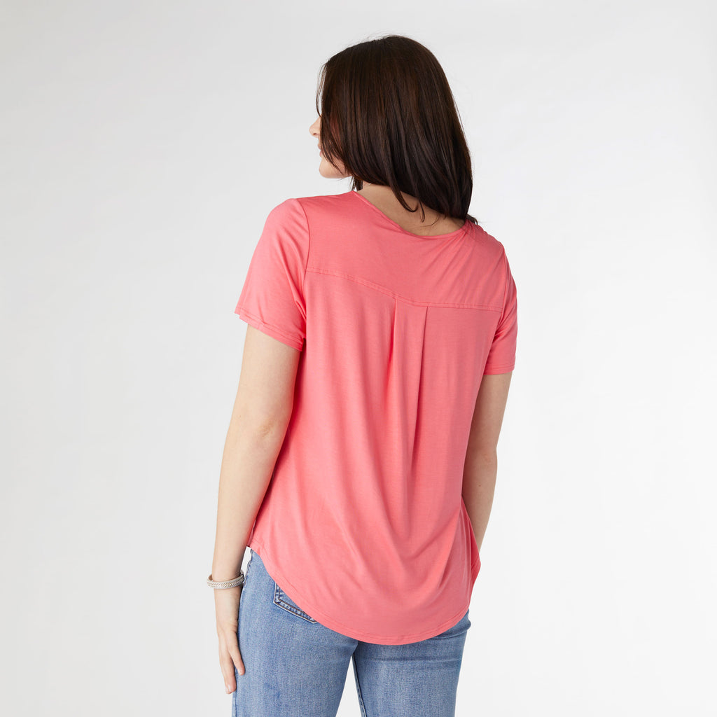 Pleat Bright Coral Tee