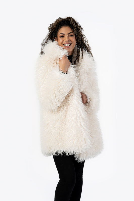 Shaggy Winter White Coat