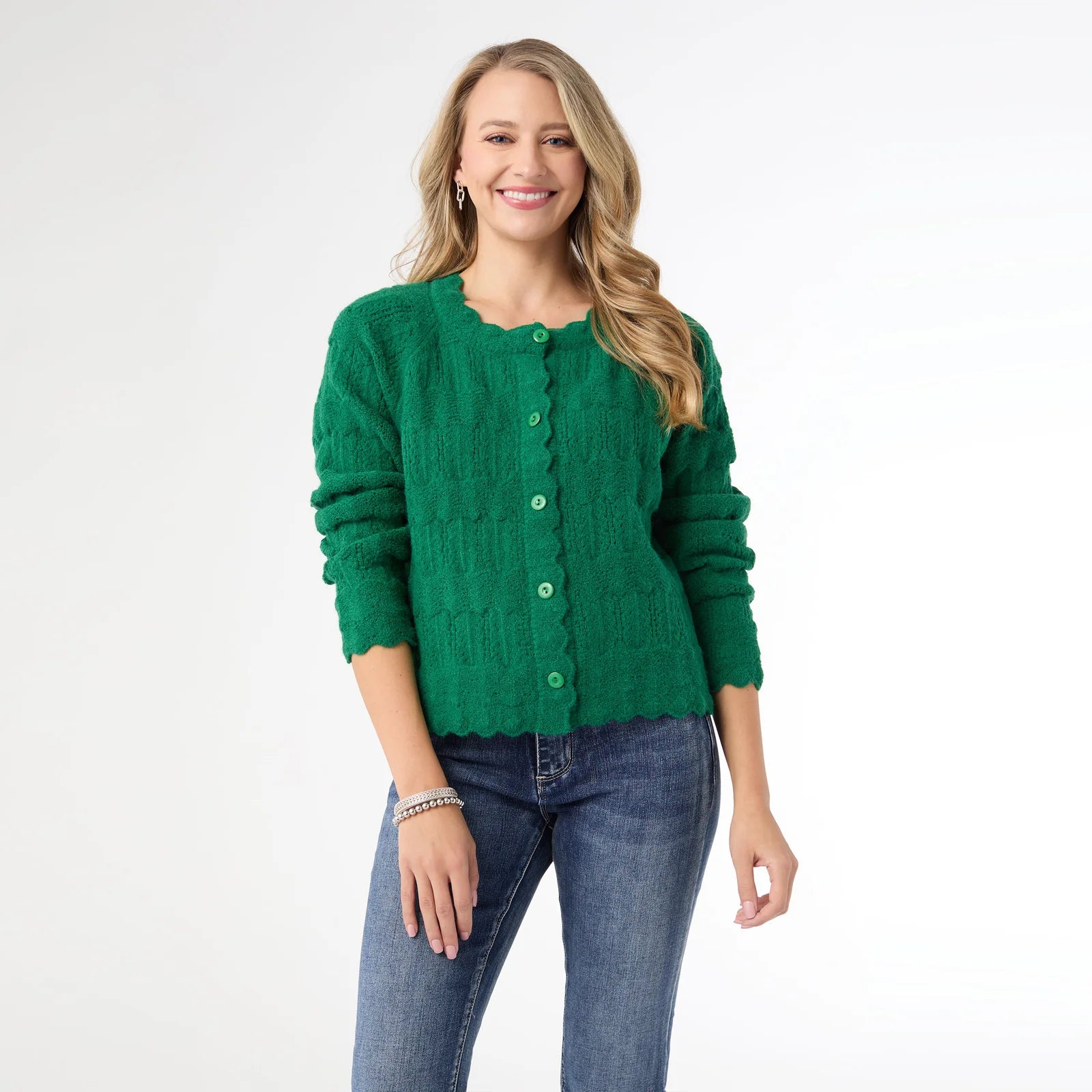 Regina Cardigan with Scalloped Trim