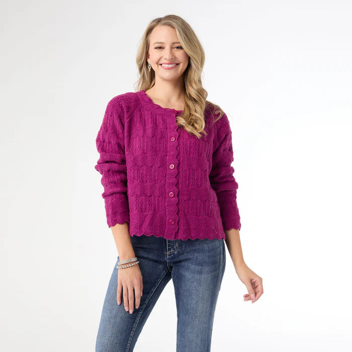 Regina Cardigan with Scalloped Trim