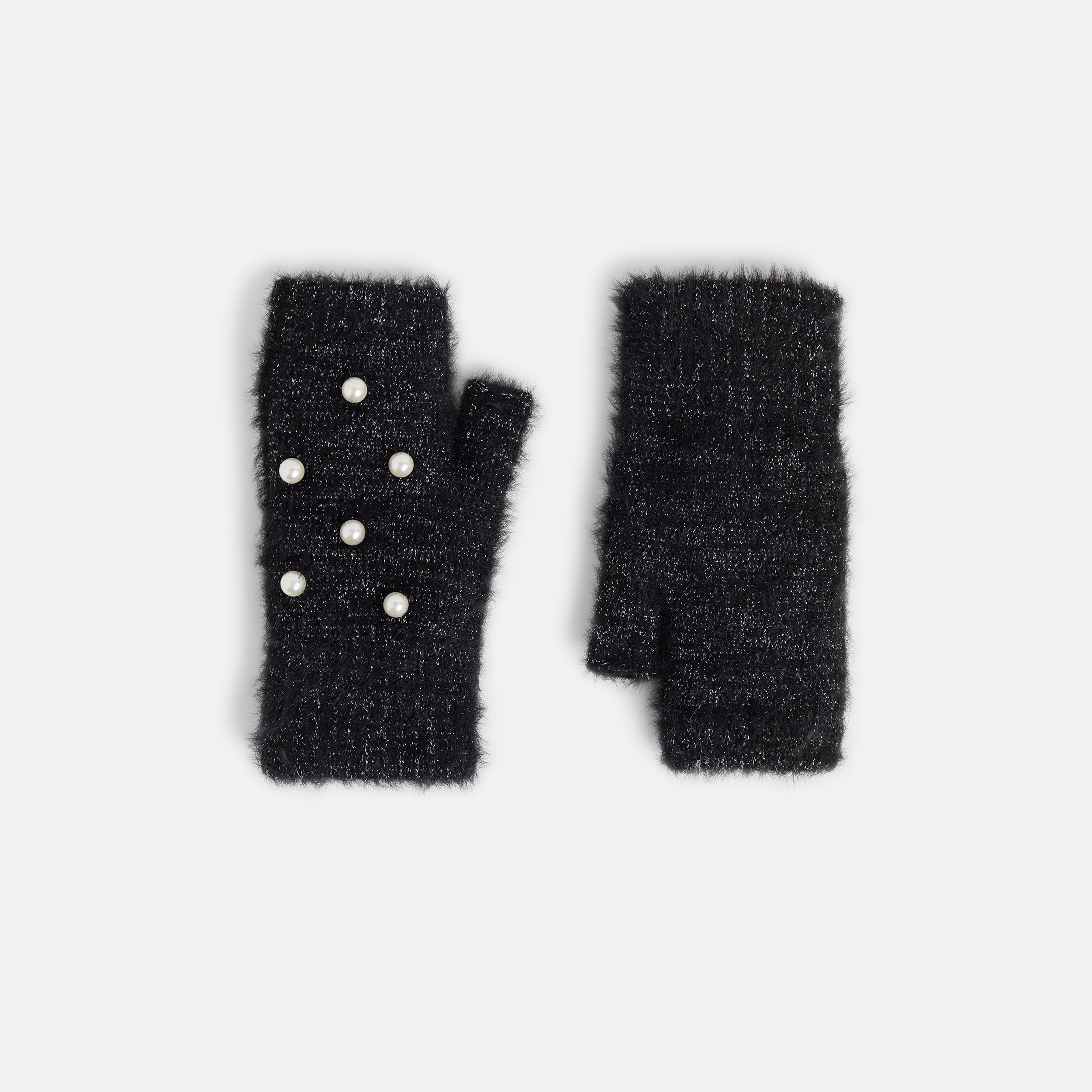 Pearl Embellished Fingerless Gloves