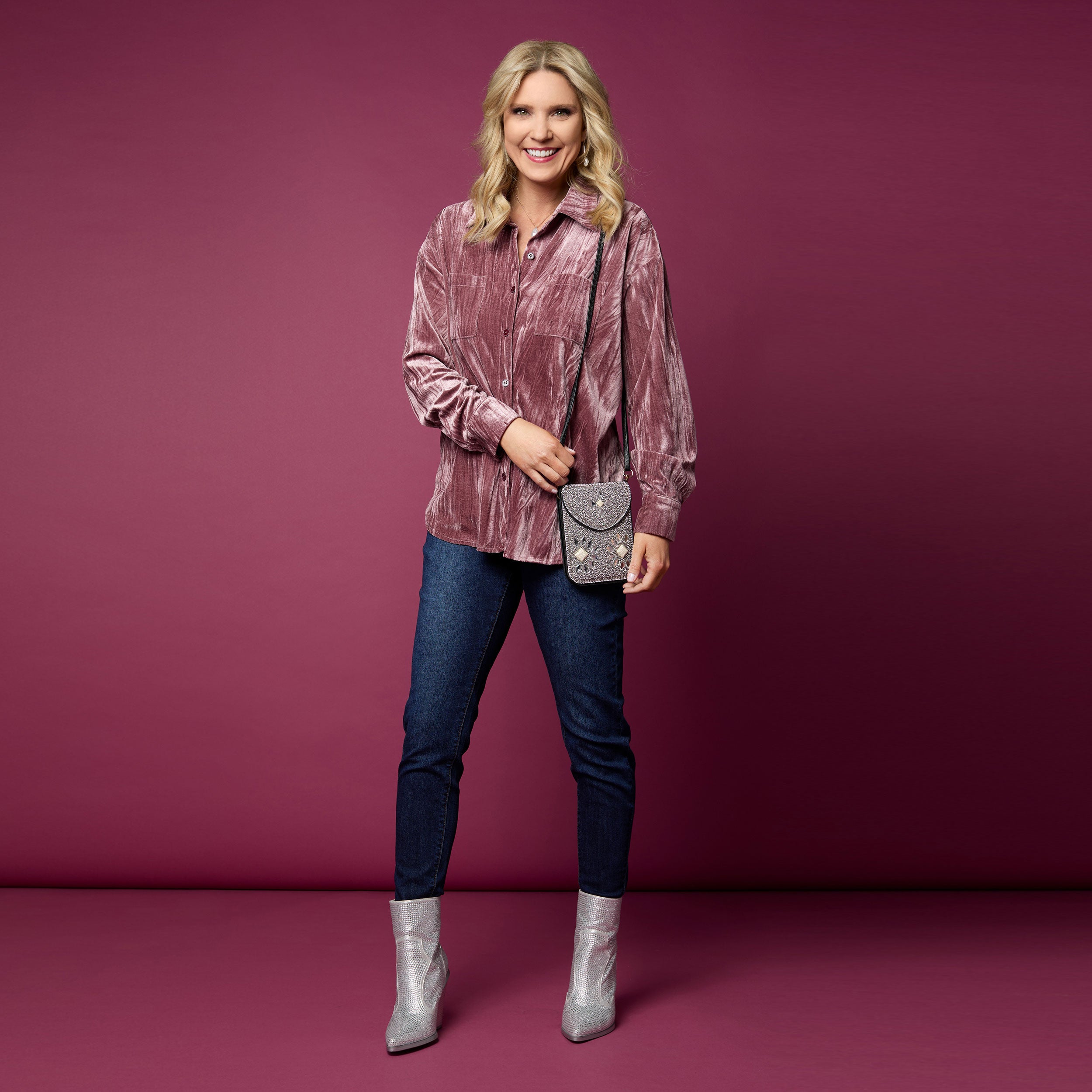 Artisan Beaded Holiday Crossbody Bag