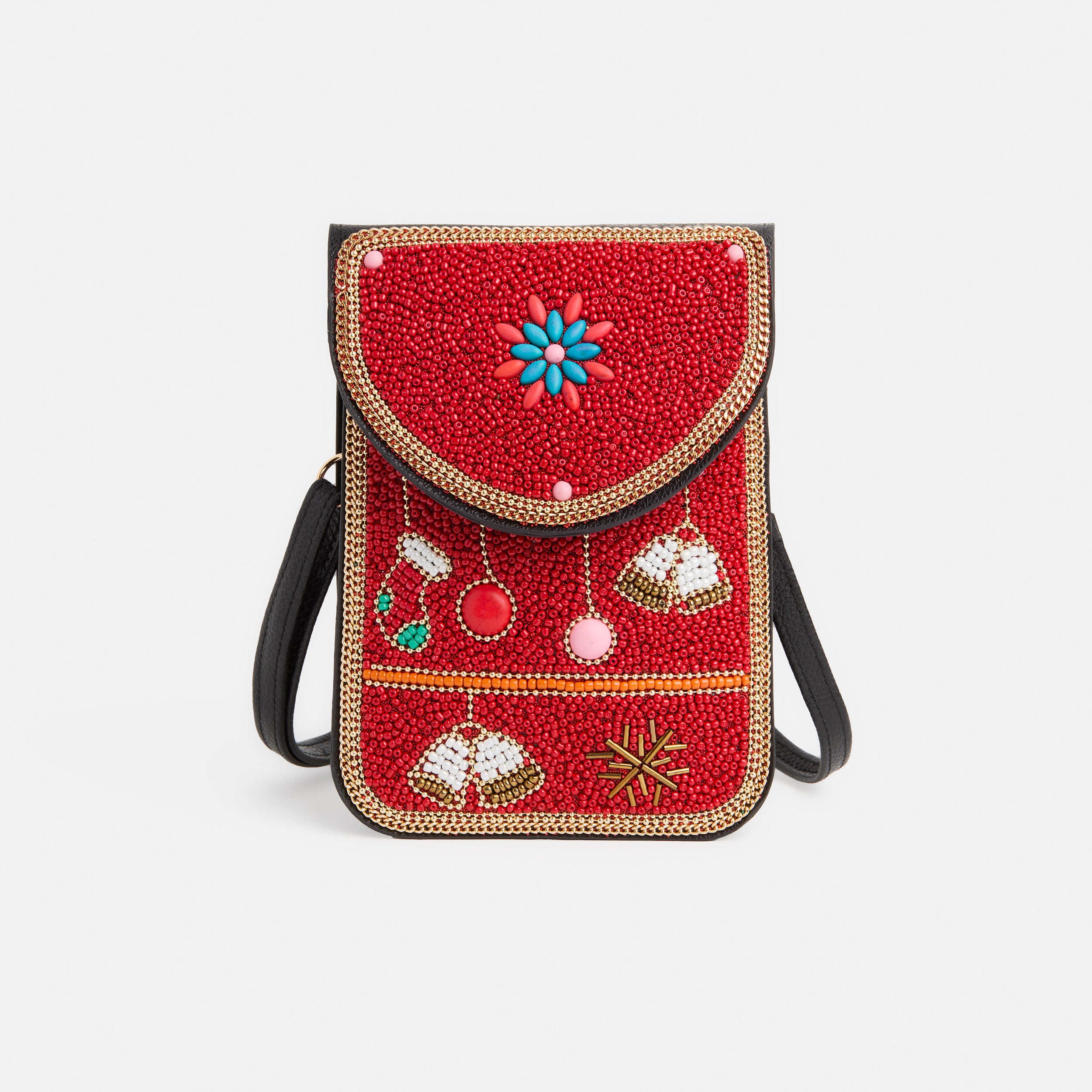 Artisan Beaded Holiday Crossbody Bag