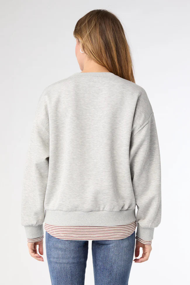 Astoria Sparkle Sweatshirt with Stripe Trim