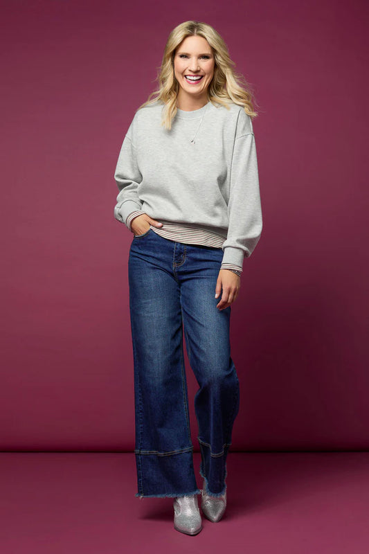 Astoria Sparkle Sweatshirt with Stripe Trim