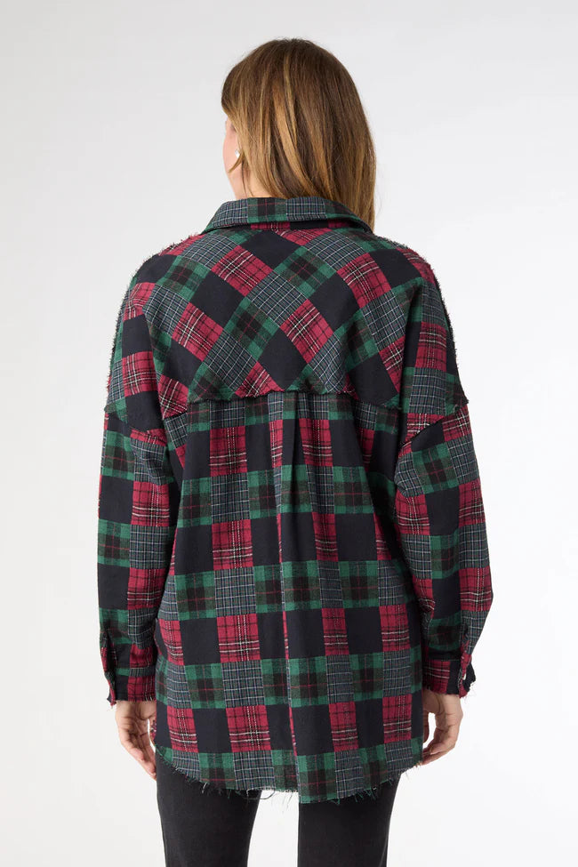 Lizzi Raw Trim Pieced Flannel Top