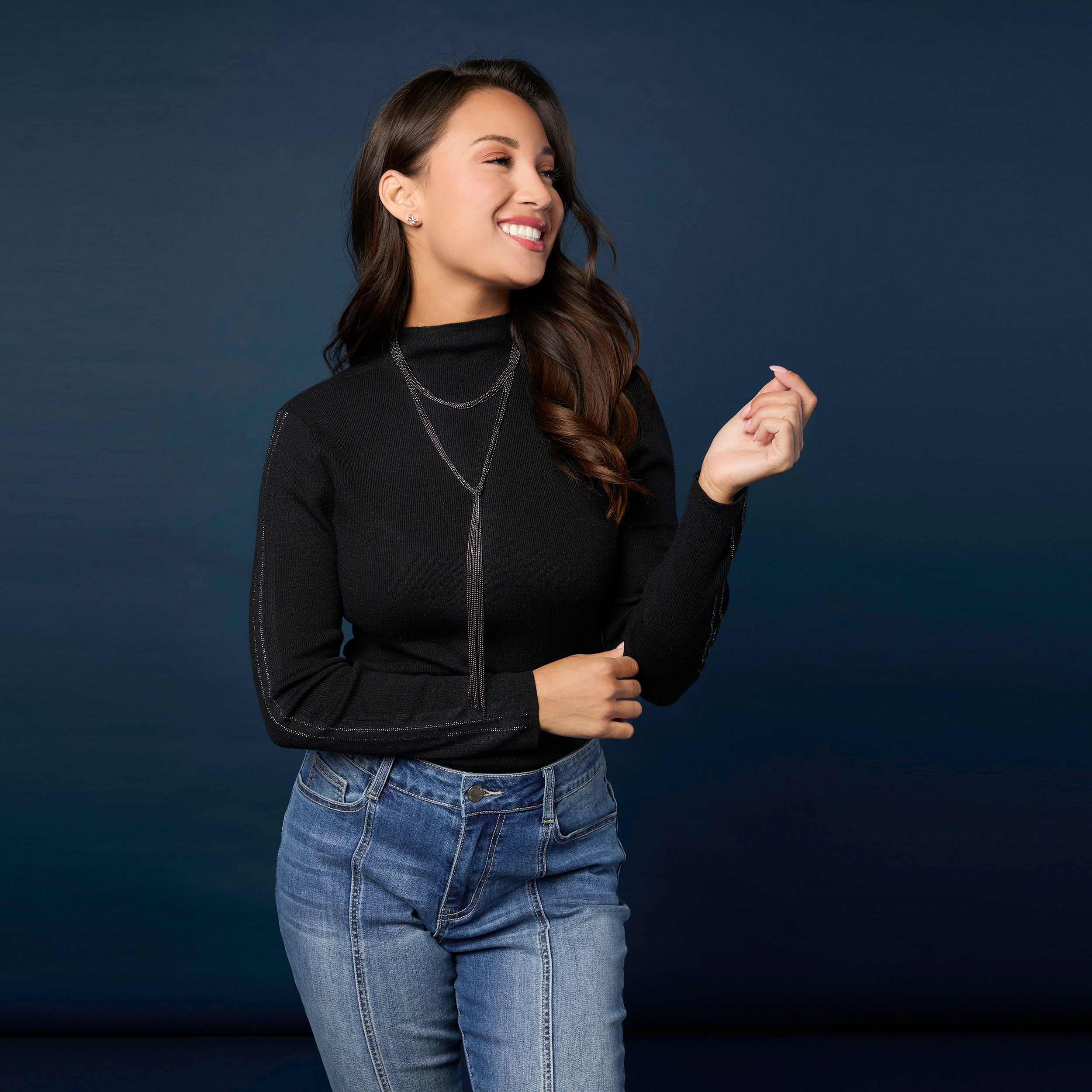 Ataya Sweater With Stripe Sparkle Sleeve