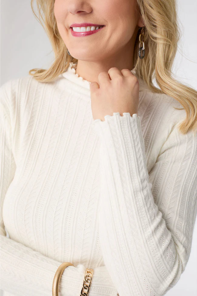 Avalee Funnel Neck Cable Knit Sweater