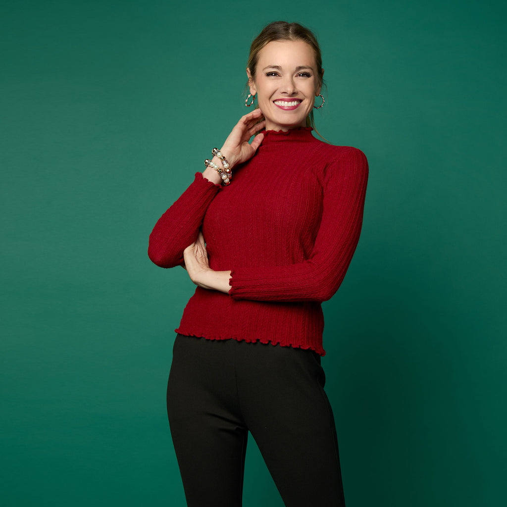 Avalee Funnel Neck Cable Knit Sweater