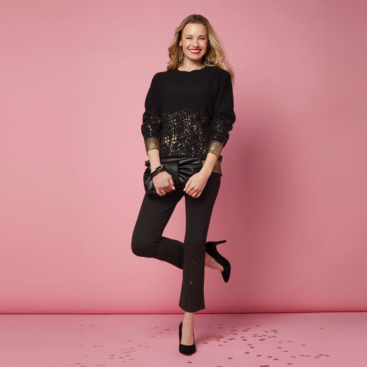 Tinlee Sweater With Metallic Splatter