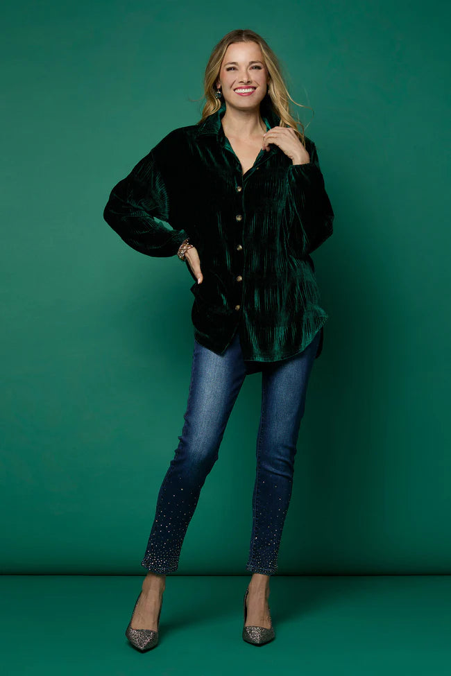 Candus Pleated Velour Top