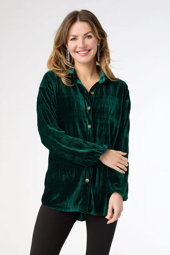 Candus Pleated Velour Top