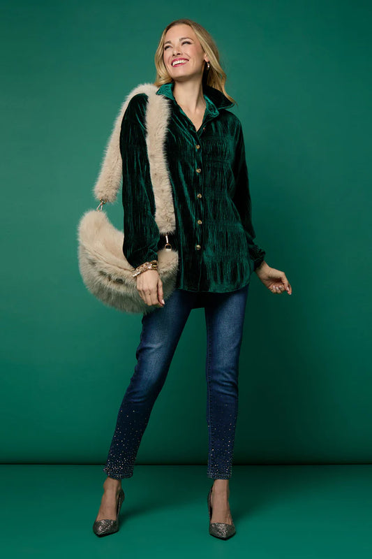 Candus Pleated Velour Top