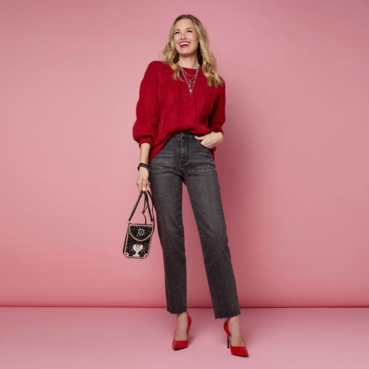 Everstretch Straight Ankle Pant W Rhinestone