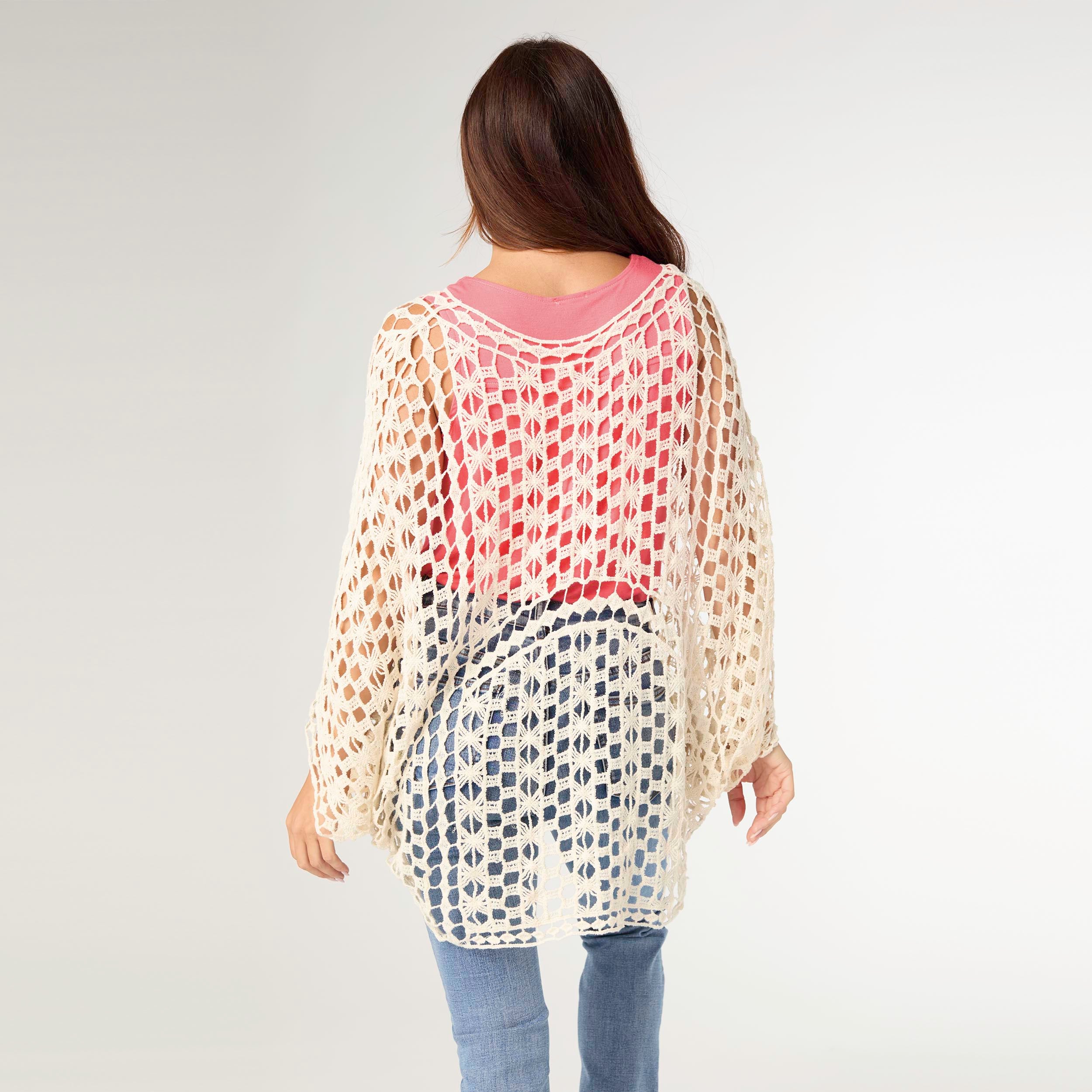 Ophelia Natural Crochet Poncho