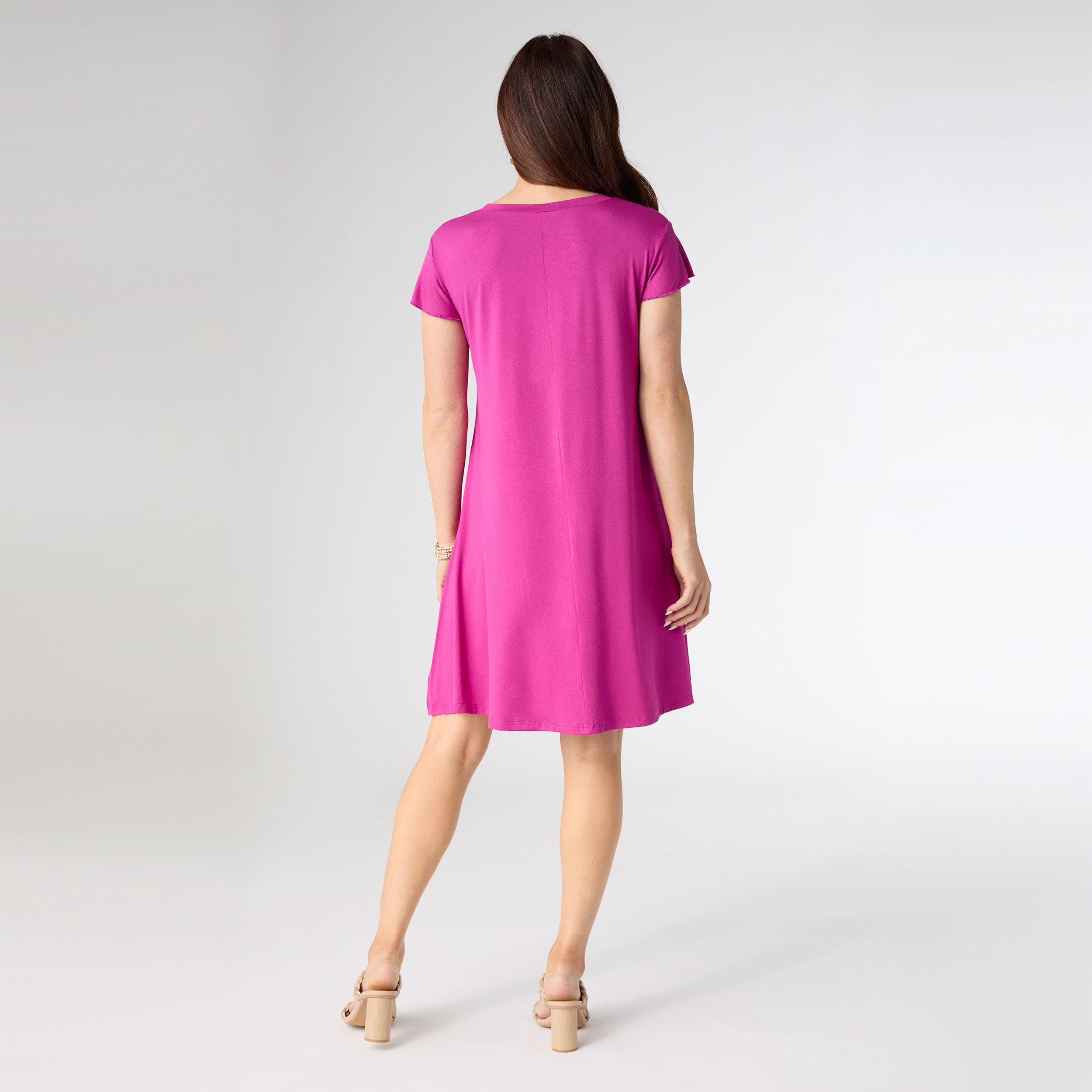 Electric Fuchsia Flutter Sleeve Dress