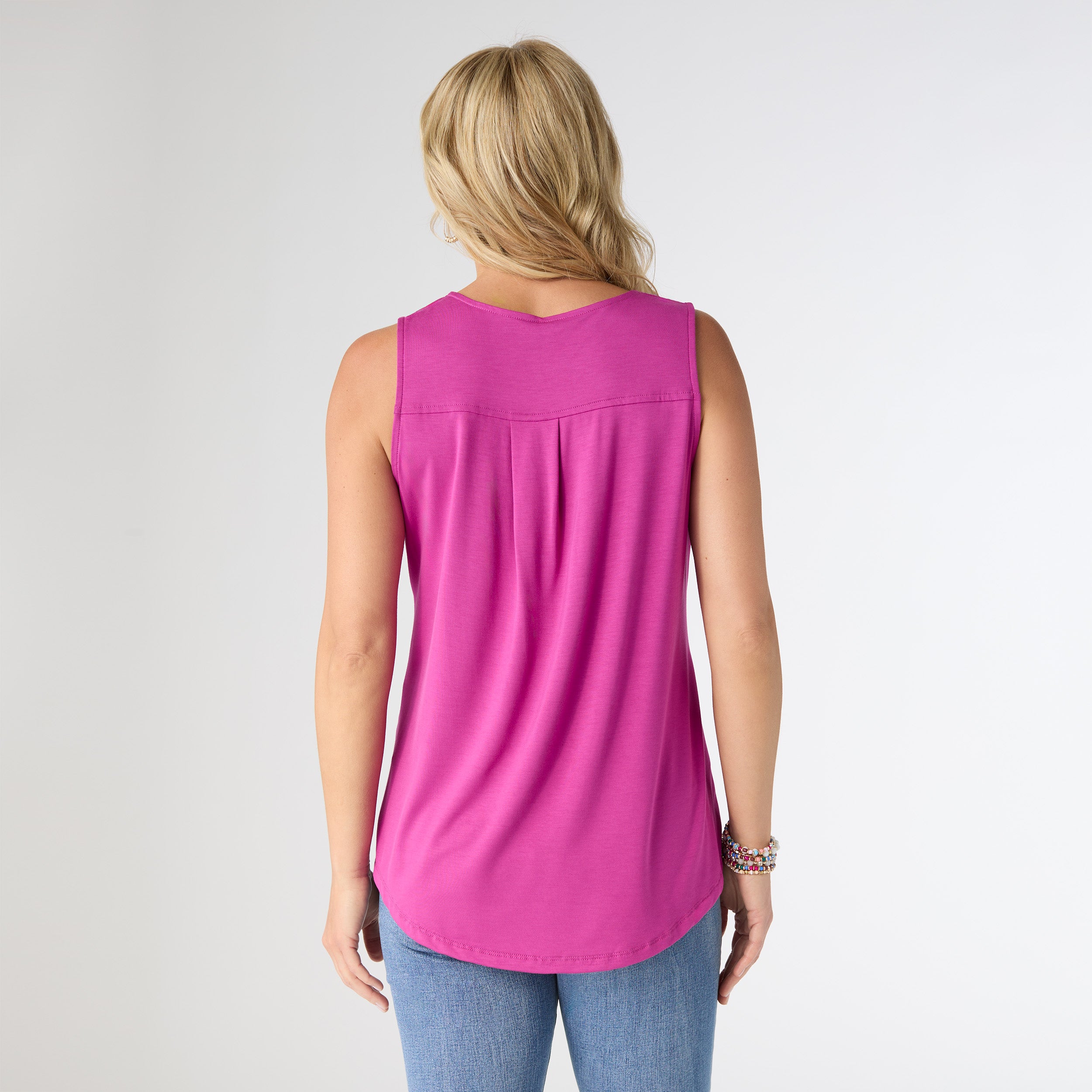 Pleat Electric Fuchsia Tank Top
