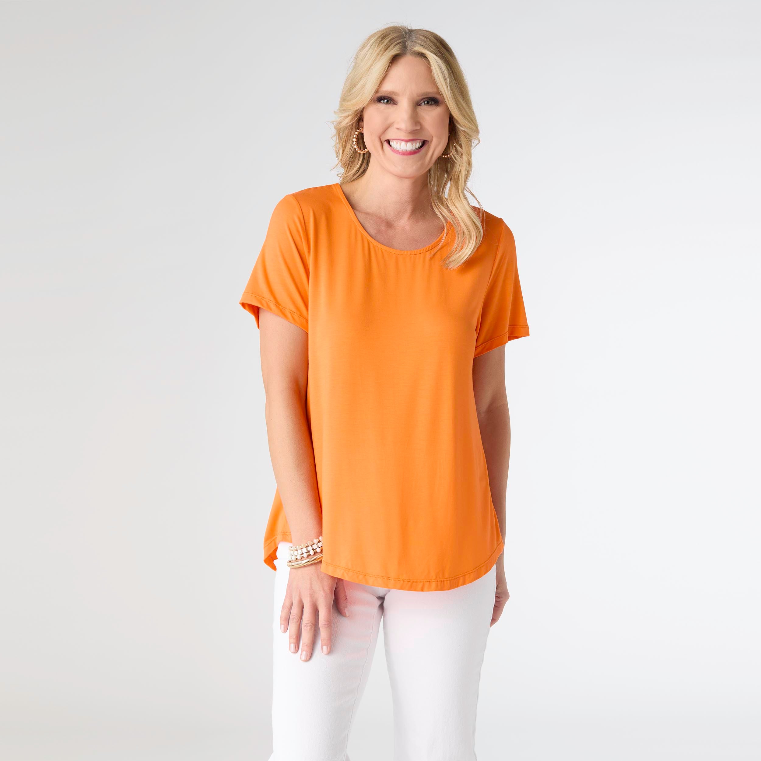 Erin Pleat Bright Orange Tee