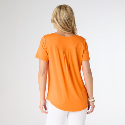 Erin Pleat Bright Orange Tee