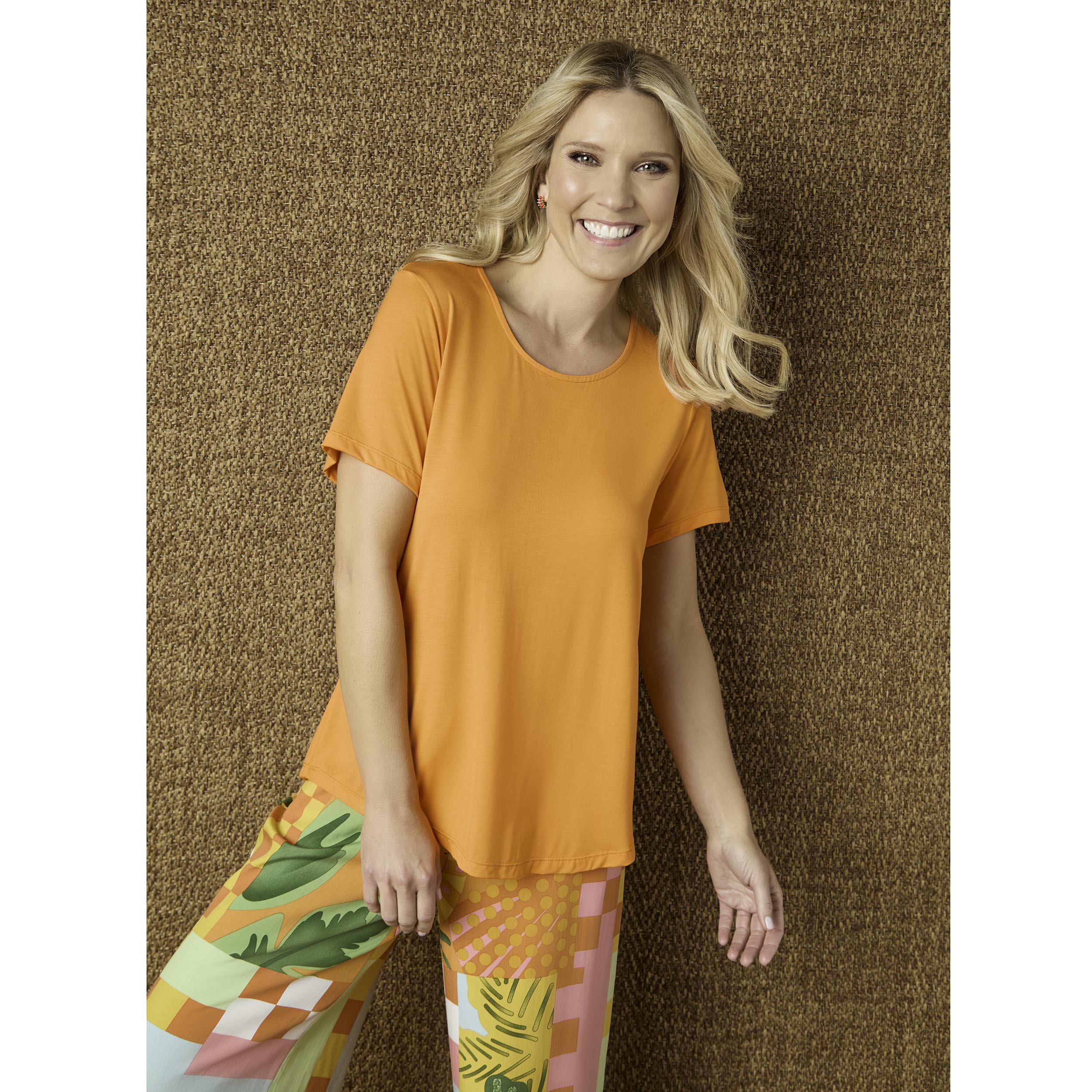 Erin Pleat Bright Orange Tee