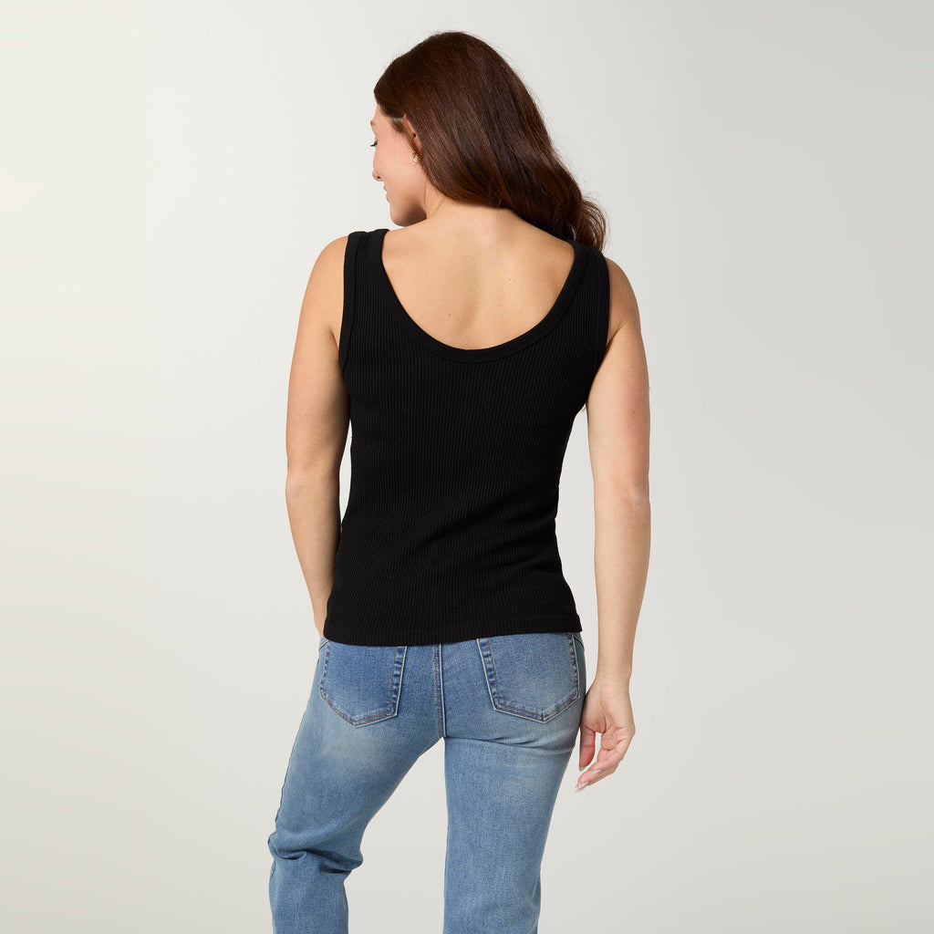 Black Reversible Seamless Ribbed Tank