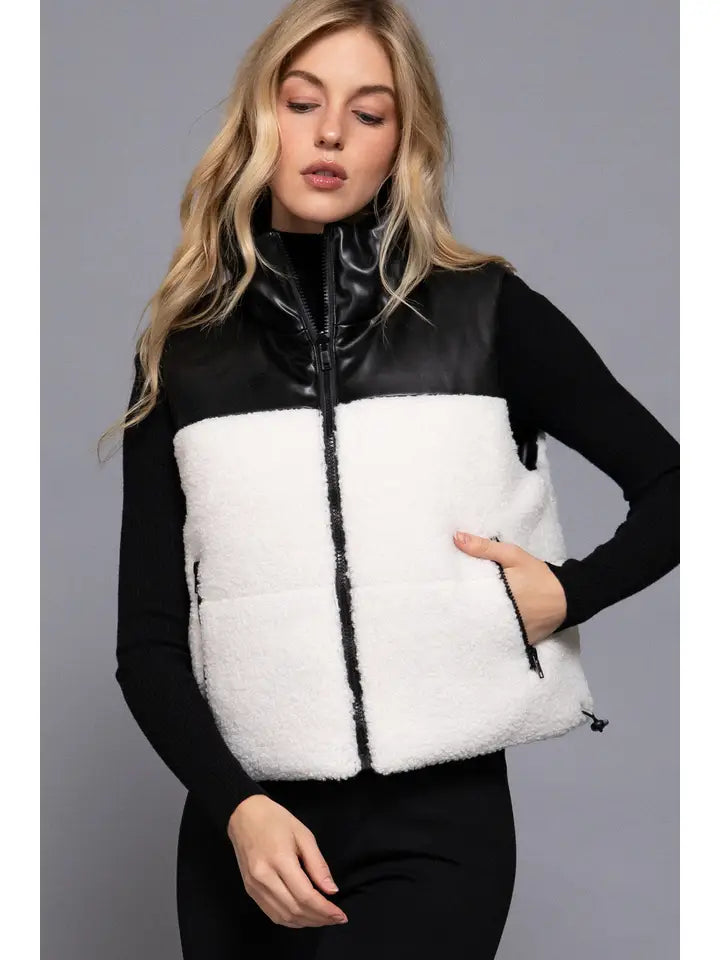 Reversible Leather Sherpa Vest