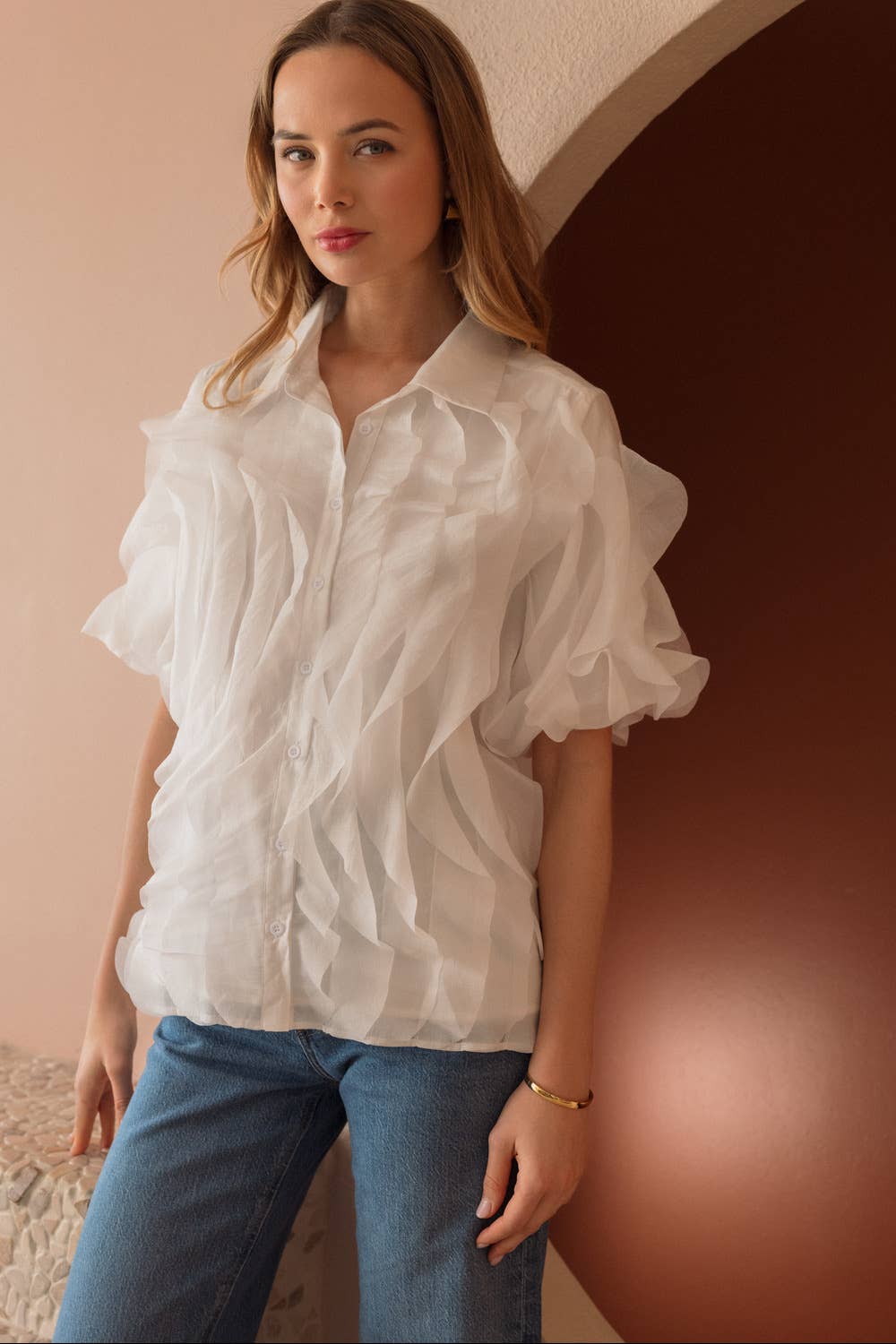 Jhen Cascade Ruffle Top