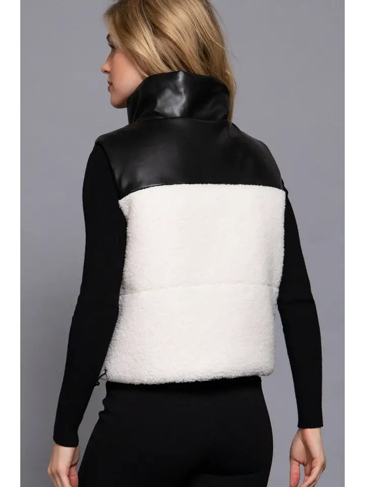 Reversible Leather Sherpa Vest