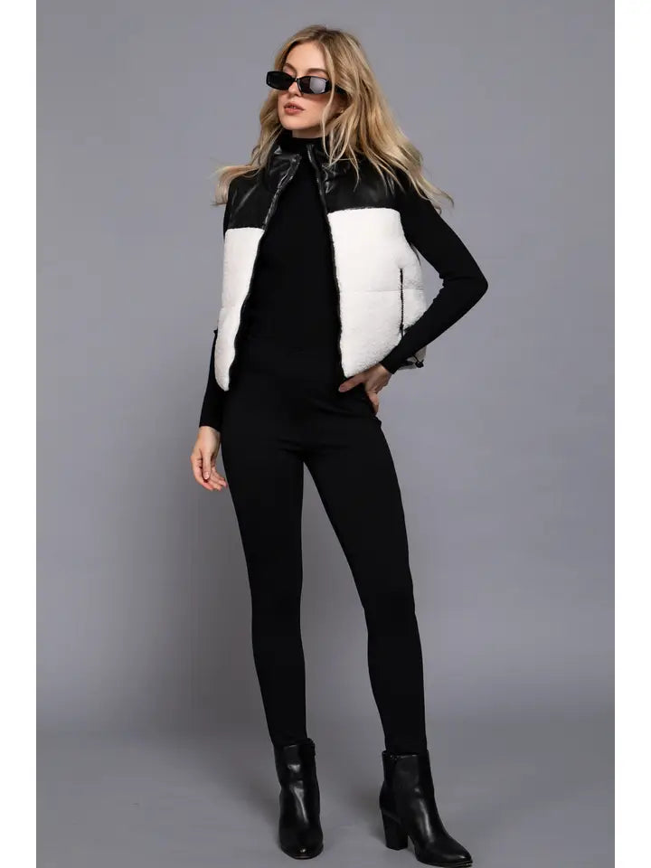 Reversible Leather Sherpa Vest