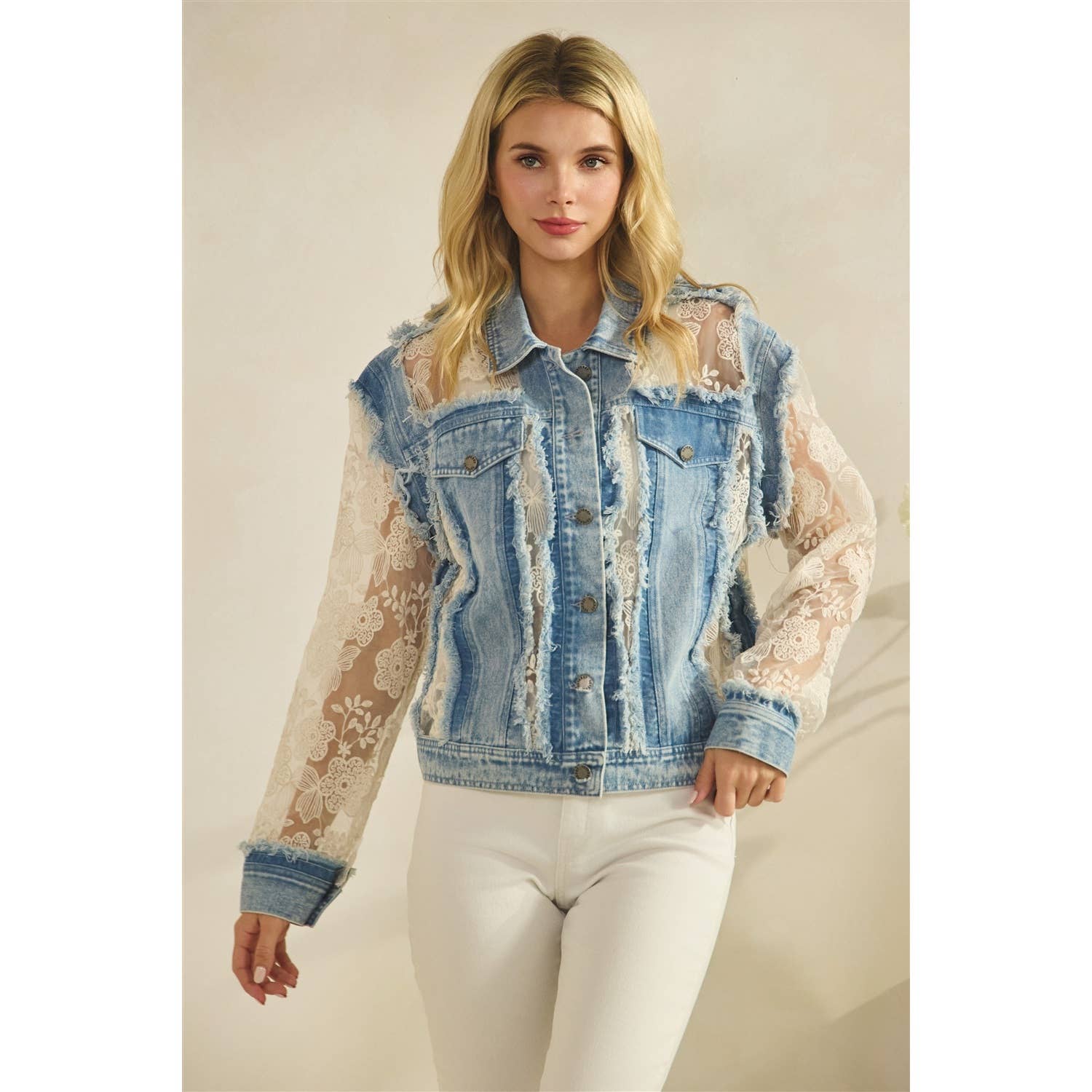 Floral Lace Denim Jacket
