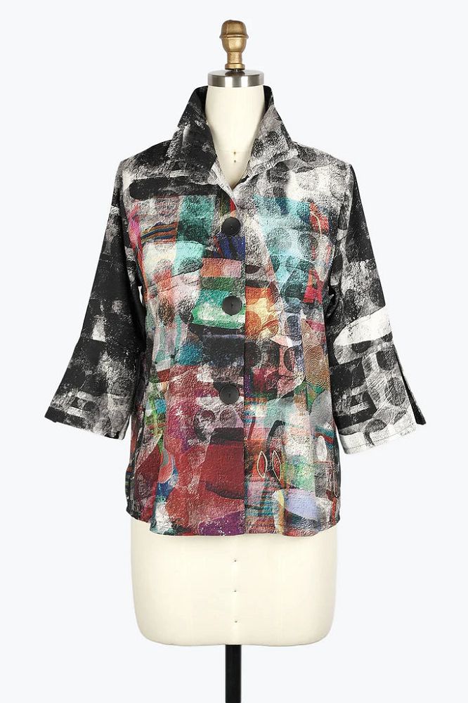 COLORFUL MIXED PRINT SHORT JACKET