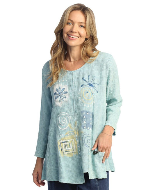 "PATCHWORK" MINERAL WASHED GAUZE TUNIC