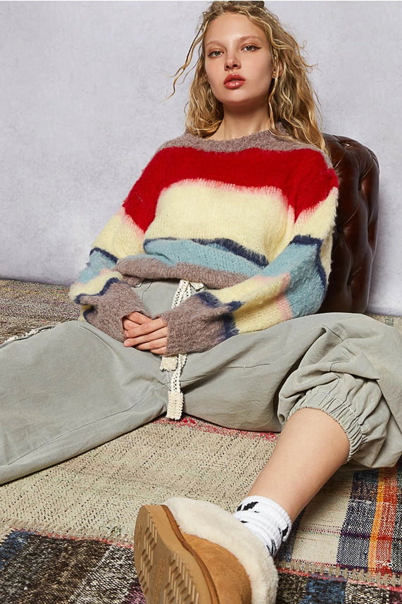Fun Multi Color Stripe Sweater