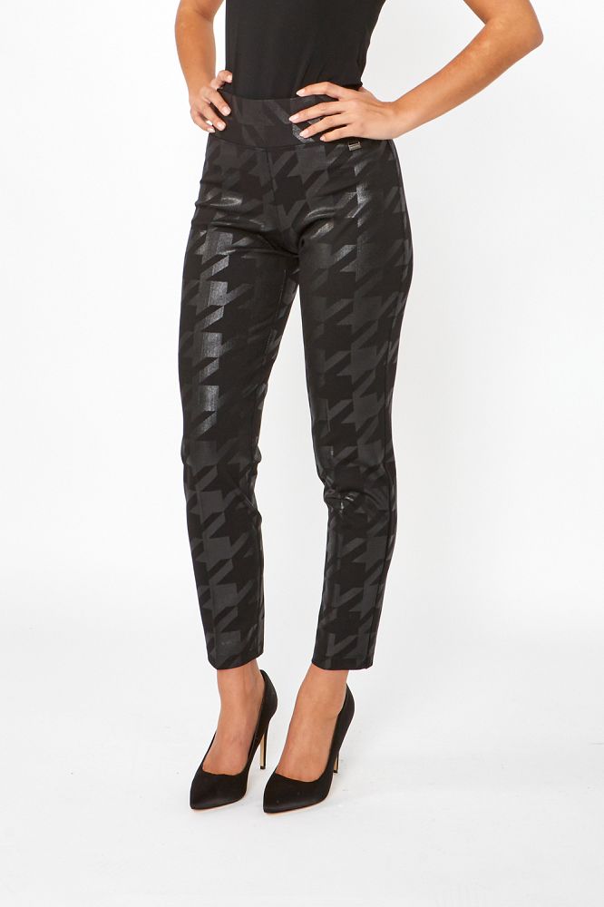 Slim Ankle-length Trousers High-shine Patterned