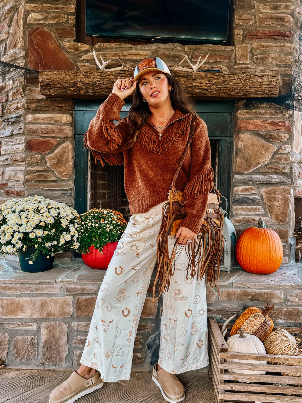 Tassel Half Zip Fringe Sweater